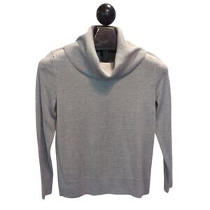 Talbots Cowl Neck Sweater Medium Petite Metallic Silver Long Sleeves Merino Wool